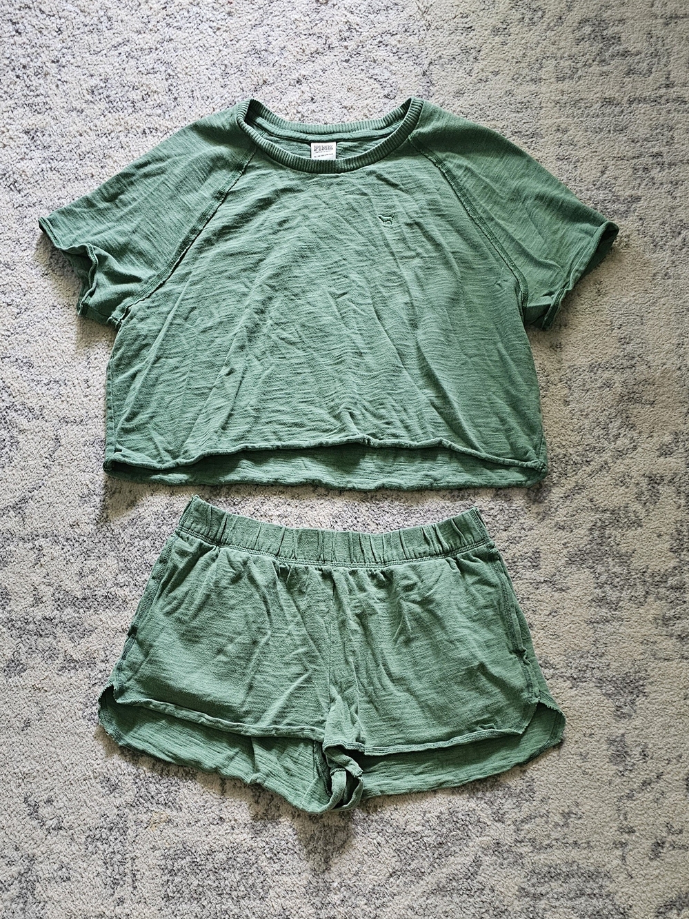 Pink Victoria Secret Green Set XL Top L Shorts